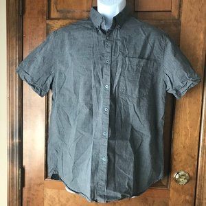 Denim & Flower Gray Short Sleeve Button-Down Slim Fit Large